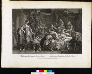 Andromache beklagar Hectors död, graverad av Domenico Cunego, 1764 av Gavin after Hamilton