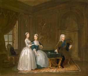 Porträtt av John Montagu, hans fru och deras yngre dotter (olja på duk)