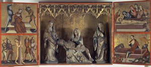Altartavla som föreställer klagosången och Kristi lidande (altare från St. Elizabeth Thüringen) c.1410 (tempera på panel och kalksten) av Gdansk School
