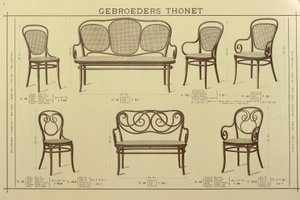 Stol- och soffkatalog från bröderna Thonet, ritning, Österrike av Gebruder Thonet