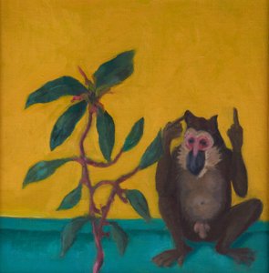 Monkey says No, 2024 (olja på pannå)