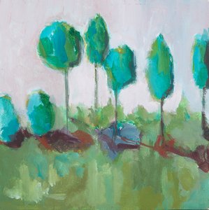 Row of Trees (akryl på kartong) av Genevieve French
