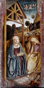 Födelsefestens triptyk: mittpanel Målning av Giovanni Bellini dit il Giambellino av Gentile Bellini