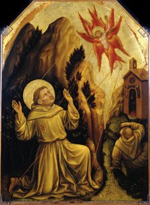 Saint Francois - Saint Francis tar emot Stigmata par Gentile da Fabriano (ca 1370-1427). Tempera på panel, storlek: 87x64, c.1420, Magnani Rocca Foundation, Mamiano di Traversetolo