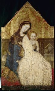 Jungfru med barn (tempera på panel av Gentile da Fabriano