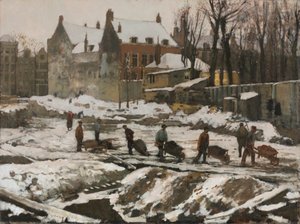 Byggarbetsplats i Amsterdam, ca 1902 (olja på tyg)