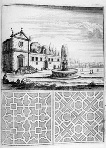 Design av hus, fontän och trädgård, 1664