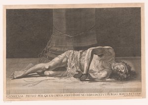 Christ na de geseling O oerhörda barmhärtighet som allt står vid, faller så att du inte faller, lägger dig så att du kan resa dig, dör så att du får leva (titel på föremål) av Georg Andreas Wolfgang