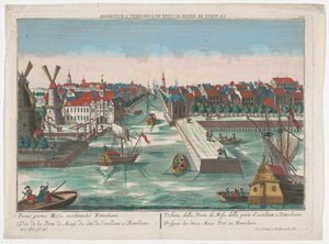 Utsikt över Wester Nieuwe Hoofdpoort och Ooster Nieuwe Hoofdpoort i Rotterdam Prospect der West-Maas Port zu Rotterdam (titel på objekt) Rotterdam (serietitel)