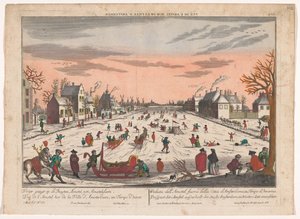 Vinterporträtt på Buiten-Amstel i Amsterdam Prospekt av Amstel utanför staden Amsterdam, att ses vintertid (titel på objekt) Amsterdam (serietitel) av Georg Balthasar Probst