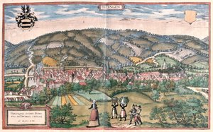 Budingen, Tyskland - i "Civitates Orbis Terrarum" av Georg Braun, Köln 1617 av Georg Braun