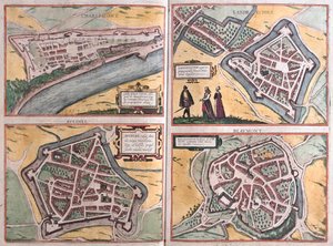 Charlemont, beaumont, Avesnes, Landrecies, Frankrike - i "Civitates Orbis Terrarum" av Georg Braun, Köln 1617