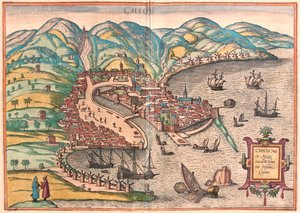 Chios, Grekland - i "Civitates Orbis Terrarum" av Georg Braun, Köln 1617 av Georg Braun