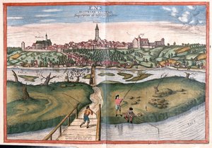 Enns, Österrike - i "Civitates Orbis Terrarum" av Georg Braun, Köln 1617 av Georg Braun