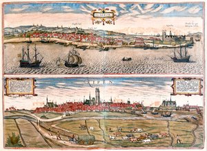 Helsingor (Helsimor - Hamlet), Danmark - i "Civitates Orbis Terrarum" av Georg Braun, Köln 1617 av Georg Braun