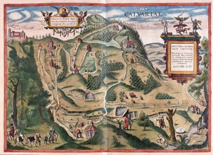 Kalwarya Zebrzydowka (sydost om Kraków), Polen - i "Civitates Orbis Terrarum" av Georg Braun, Köln 1617 av Georg Braun
