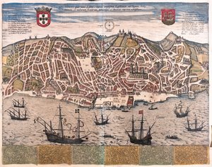 Lissabon, Portugal - i "Civitates Orbis Terrarum" av Georg Braun, Köln 1617 av Georg Braun