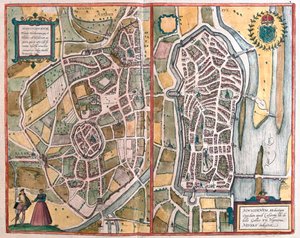 Nevers, Frankrike, i "Civitates Orbis Terrarum" av Georg Braun, Köln 1617 av Georg Braun