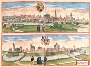 Nysa - Legnica, Polen - i "Civitates Orbis Terrarum" av Georg Braun, Köln 1617 av Georg Braun