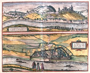 Saarburg, Pfalzel, Tyskland - i "Civitates Orbis Terrarum" av Georg Braun, Köln 1617 av Georg Braun