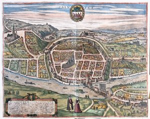 Saintes, Frankrike - i "Civitates Orbis Terrarum" av Georg Braun, Köln 1617 av Georg Braun
