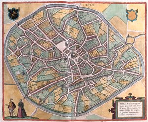 Tienen, Belgien, i "Civitates Orbis Terrarum" av Georg Braun, Köln 1617 av Georg Braun