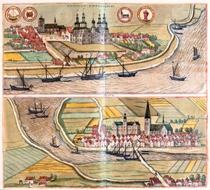 Tonning - Husum, Tyskland - i "Civitates Orbis Terrarum" av Georg Braun, Köln 1617 av Georg Braun