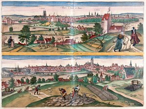 Tours- Angers, Frankrikes trädgård - i "Civitates Orbis Terrarum" av Georg Braun, Köln 1617 av Georg Braun