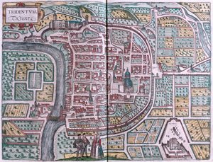 Trento, Italien - i "Civitates Orbis Terrarum" av Georg Braun, Köln 1617 av Georg Braun