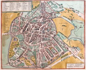 Vicenza, Italien - i "Civitates Orbis Terrarum" av Georg Braun, Köln 1617 av Georg Braun