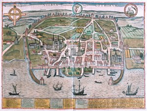 Visby, Gotland, Sverige - i "Civitates Orbis Terrarum" av Georg Braun, Köln 1617 av Georg Braun