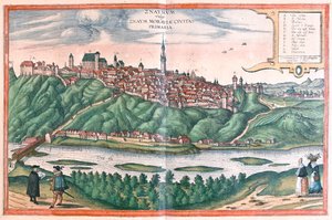 Znojmo (Moravia), Tjeckien - i "Civitates Orbis Terrarum" av Georg Braun, Köln 1617 av Georg Braun