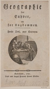 Titelsida med vinjett för "Geografi för alla" av Georg Christian Schule