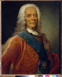 Porträtt av prins Vasili Vladimirovich Dolgorukov (1667-1746) - Peinture de Georg Christoph Grooth (1716-1749), Olja på duk före 1746 - Statens Tretjakovgalleri, Moskva 76x62,5 -
