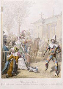 Mardi-Gras, Boulevard des Italiens, 1831 (wc på papper) av Georg Emanuel Opitz
