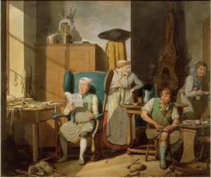 Skomakarfamiljen i verkstaden av Georg Emanuel Opitz