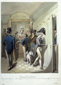 The Office of the Theatre Francais, från Tableau de Paris, 1815-30 (wc på papper) av Georg Emanuel Opitz
