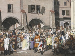 Livlig marknadsplats, Prag, 1804