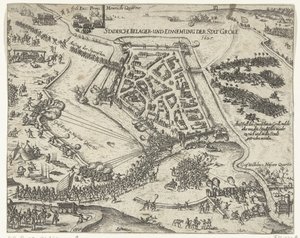 Siege of Grol av Frederik Hendrik, 1627 Stadische belager- und einnemung der stat Groll. 1627 (titel på objekt) av Georg Keller
