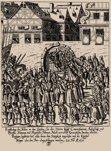 Fettmilch-uppgången. Återintroduktion av judarna i Frankfurt den 28 februari 1616, ca. 1616-1617. av Georg Keller