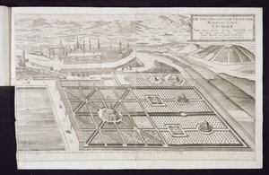 De nya trädgårdarna i Cremsier, prins-biskopens residens, publicerade ca 1700 av Georg Matthaus Vischer