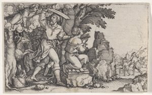 Abrahams offer, från Berättelsen om Abraham. av Georg Pencz