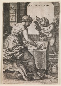Arithmetria, från serien "De fria konsterna", ca 1541 (gravyr) av Georg Pencz
