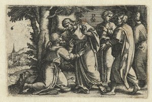 Kristus botar en spetälsk Life of Christ (serietitel) av Georg Pencz