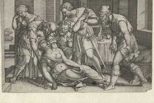 Collatinus och Brutus vid den döende Lucretia Berättelser från tidig romersk historia (serietitel) av Georg Pencz