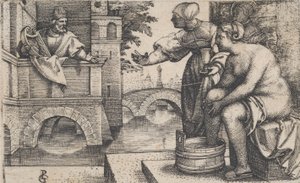 David och Batseba. av Georg Pencz