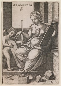 Geometria, från serien "De fria konsterna", ca 1541 (gravyr) av Georg Pencz