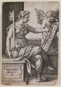 Grammatica, från serien "De fria konsterna", ca 1541 (gravyr) av Georg Pencz