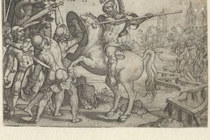 Horace Cocles försvarar bron över Tibern Berättelser från tidig romersk historia (serietitel) av Georg Pencz