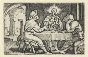 Måltid i Emmaus Life of Christ (serietitel) av Georg Pencz